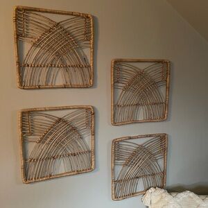 Target Threshold 4 Piece Rattan Wicker Wall Art Set